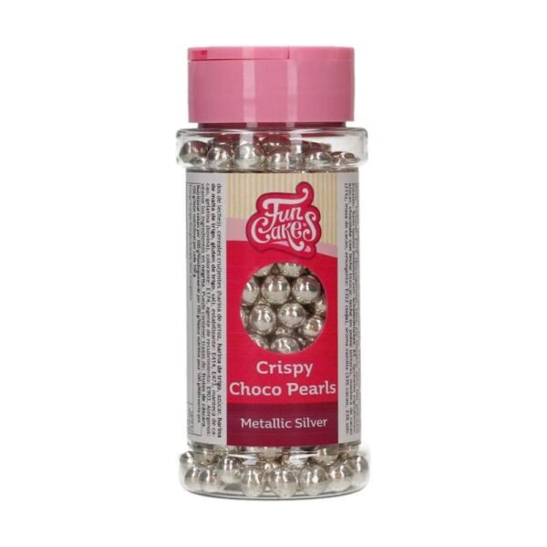 PERLAS DE CHOCOLATE CRUJIENTE PLATA METALIZADA 60 GRAMOS