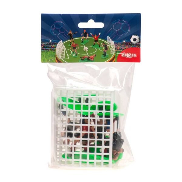 KIT FUTBOLISTAS ROJO Y AZUL CON PORTERIAS DEKORA